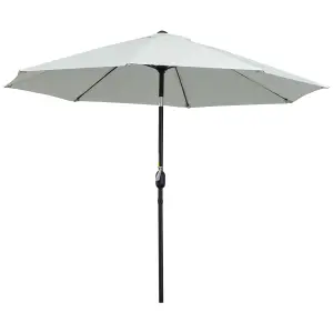 Outsunny 2.7M Patio Umbrella Outdoor Sunshade Canopy w/ Tilt and Crank White