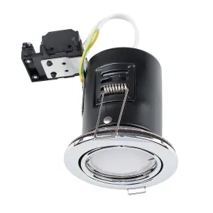 ValueLights Fire Rated Polished Chrome Tiltable GU10 Recessed Ceiling Downlight - Includes 5w LED Bulb 6500K Cool White