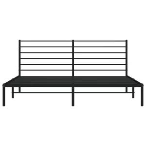 Berkfield Metal Bed Frame with Headboard Black 200x200 cm