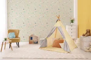 Galerie Great Kids Dark Beige Smooth Glitter Super Space Wallpaper Roll