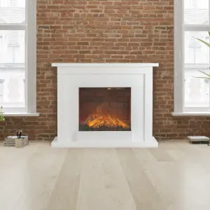 Focal Point Atherstone Brick White MDF Wall-mounted Electric Fire suite