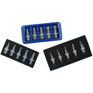 1/2" Drive Metric Hex Allen Male Torx Spline Triple Square Bit Sockets 15pc