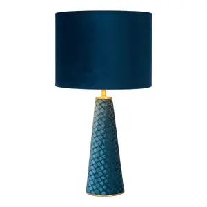 Lucide Extravaganza Velvet Retro Table Lamp 25cm - 1xE27 - Turquoise