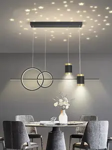 Black and Gold Body Linear LED Chandelier Light Hanging Lamp Modern Pendant Lamp Height Adjustable