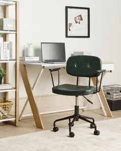 Desk Chair Faux Leather Dark Green ALGERITA