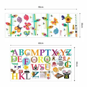 Walplus Combo Kids - Alphabet and Butterfly Height Chart Wall Sticker PVC