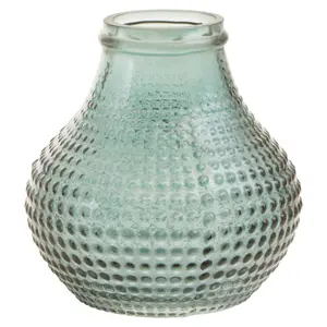 Interiors by Premier Small Green Glass Vase With Vibrant Green Hue, Textured Pottery Vase With Studded Surface, Stylish Glass Vase