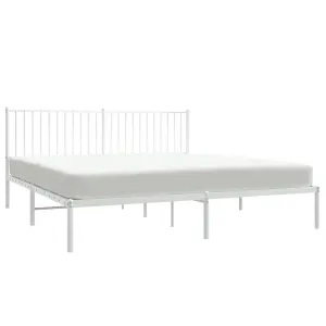 Berkfield Metal Bed Frame with Headboard White 180x200 cm 6FT Super King