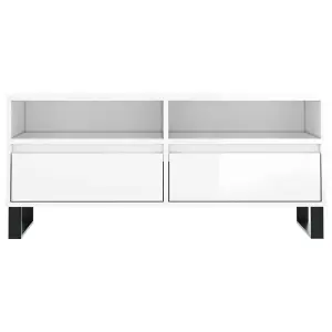 Berkfield TV Cabinet High Gloss White 100x34.5x44.5 cm Engineered Wood