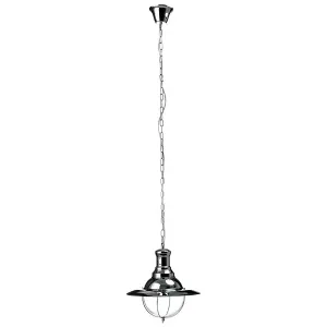 Interiors by Premier Industrial Chrome And Glass Pendant Light