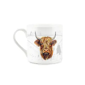 Countryside Farmyard Highland Cow Mug - Bone China White Mug Coffee/Tea Present