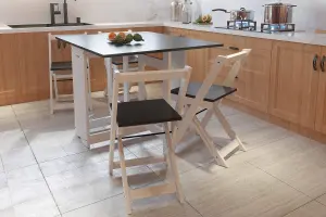 WestWood Dining Table and 4 Chairs Set Folding Drop Leaf Butterfly Kitchen DS16 Grey