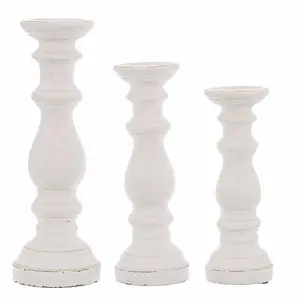 Matt White Large Ceramic Column Candle Holder