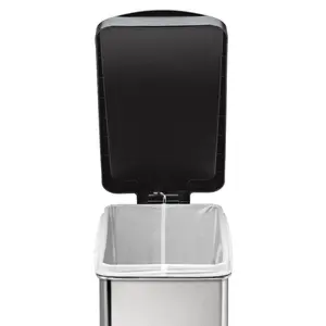 Simplehuman 10L Profile Pedal Bin, Plastic Lid Brushed Stainless Steel and Black