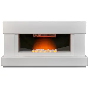 Adam Verona Fireplace Suite in Pure White, 48 Inch