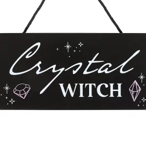 Something Different Crystal Witch Hanging Sign Black/White (One Size)