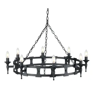 Elstead Saxon 8 Light Chandelier Black Finish, E14