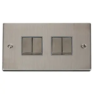 Stainless Steel 10A 4 Gang 2 Way Ingot Light Switch - Grey Trim - SE Home