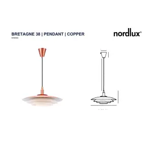 Nordlux Bretagne Dome Pendant Ceiling Light Copper G9