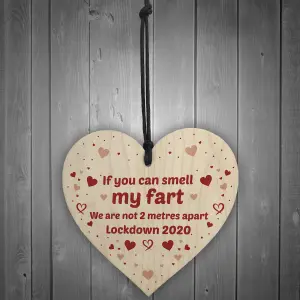 Rude Funny Gift For Husband Wife Wood Heart Lockdown Gift For Mum Dad Brother