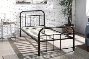 Henley Black Victorian Style Metal Single Bed Frame 3ft