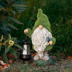 Gardenwize Garden Outdoor Gonk Gnome Ornament With Solar Powered LED Lantern