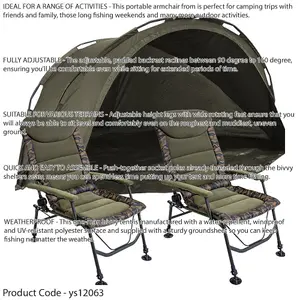 Premium 2-Man Waterproof Carp Fishing Bivvy Tent with Reclining Chairs Set for Outdoor Adventures