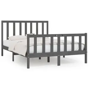 Berkfield Bed Frame Grey Solid Wood 150x200 cm 5FT King Size