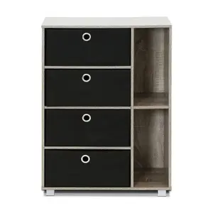 Furinno Andrey Multipurpose Storage Cabinet with Bin Drawers, French Oak Grey