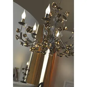 Luminosa Carolina 6 Light Flower Design Multi Arm Chandelier, Bronze