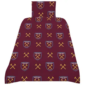 West Ham United FC Reversible Duvet Set Maroon/Blue/Yellow (Single)