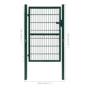 Berkfield 2D Fence Gate (Single) Green 106 x 190 cm