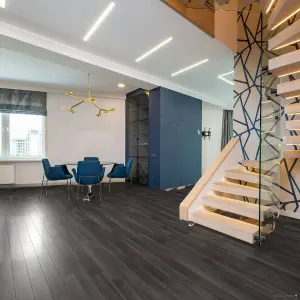 Black Modern Wood Effect Anti-Slip Vinyl Flooring for Home, Shops, Offices, 2.8mm Thick Vinyl Sheet-2m(6'6") X 2m(6'6")-4m²