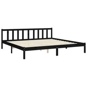 Berkfield Bed Frame with Headboard Black 200x200 cm Solid Wood