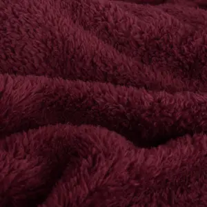 Snug Rug Blanket Luxury Sherpa Fleece Sofa TV Throw Gift Blankets 127x178cm - Mulberry Red