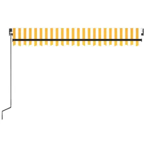 Berkfield Manual Retractable Awning with LED 450x300 cm Yellow and White