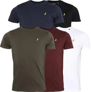 Mens Russel Five Pack T-Shirts Black/White/Navy/Khaki/Burgundy - Size S