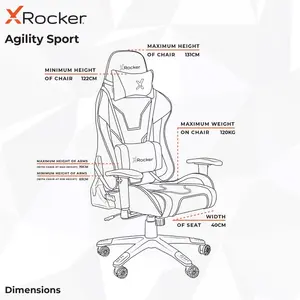 X Rocker Adjustable Ergonomic Faux Leather Swiveling PC & Racing Game Chair Blue