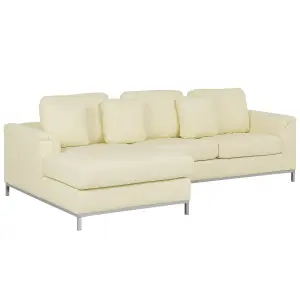 Right-Hand Corner Sofa OSLO Beige Leather Right Hand