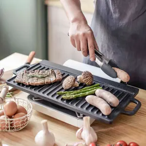 Oypla Cast Iron Non Stick Reversible Griddle Pan BBQ Grill Plate