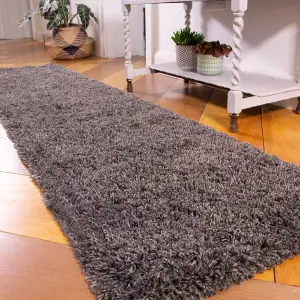 Slate Grey Thick Soft Shaggy Runner Rug 60x240cm