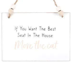 Something Different Move The Cat Hanging Sign White/Black (One Size)