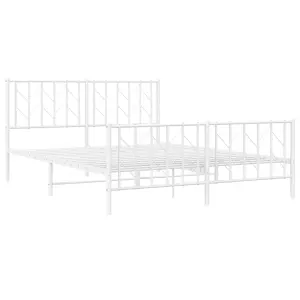 Berkfield Metal Bed Frame without Mattress with Footboard White 150x200cm