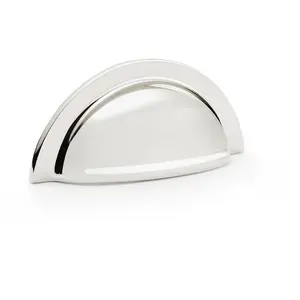 Ridged Cup Handle - Polished Nickel 76mm Centres Solid Brass Shaker Drawer Pull