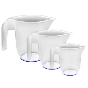 Sure grip Clear Polypropylene plastic Measuring jug, Set of 3