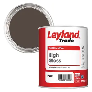 Leyland Trade High Gloss Peat Wood & Metal Paint Brown 750ml