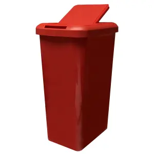 Kitchen Bin Touch and Lift Rectangle Swing Bin as a Kitchen Waste Rubbish Recycle Bin 45L - Red