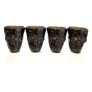 4Pcs Halloween Clear Skull Shot Glasses - Spooky 55ml Tableware, Striking Decor