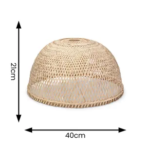 ValueLights Rosa Natural Bamboo Dome Handmade Easy Fit Ceiling Light Shade - Bulb Included