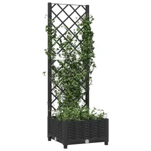 Berkfield Garden Planter with Trellis Black 40x40x121.5 cm PP